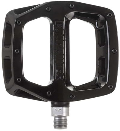 Dmr V12 Flat MTB Pedals - Black/Mountain Biking Bike Bicycle Cycling Cycle Wide Platform Dirt Jump Trail Enduro Freeride Downhill Grip Nylon Part Riding Ride Cro-mo Axle Pair Sticky Pin