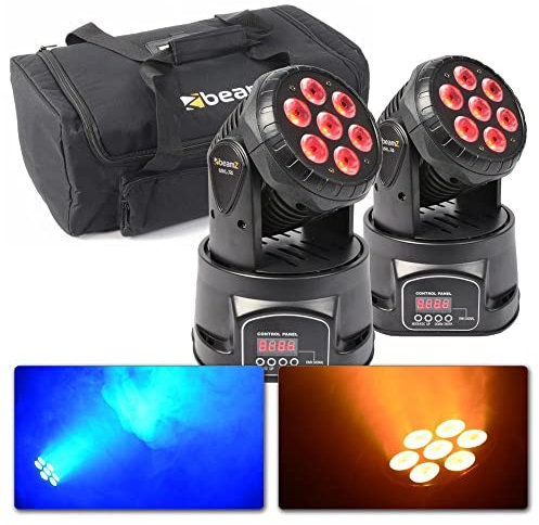 BeamZ MHL74 Juego de cabezas móviles con bolsa BeamZ Set Focos LED 4 x 9 W DMX DJ Light, Disco Light Party Light, cabezas móviles, controlada por sonido, modo automático DJ Light Effects, negro