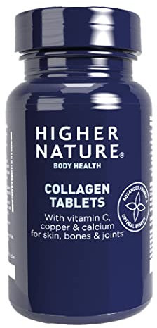 Higher Nature - Collagen Tablets - Hydrolysed Marine Collagen - Vitamin C - Calcium for Bone Support - Responsibly Sourced - 90 Tablets