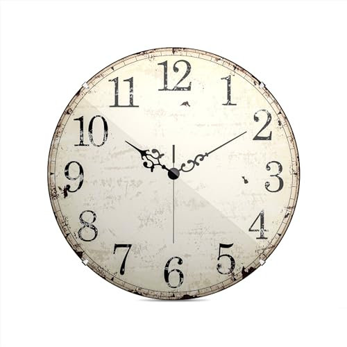 Mebus Horloge Murale à Quartz, Mouvement Silencieux - Pas de Bruit de tic-tack, Mouvement à Quartz précis, Couvercle en Verre dôme - Design frappant, Cadran Arabe, diamètre 20 cm