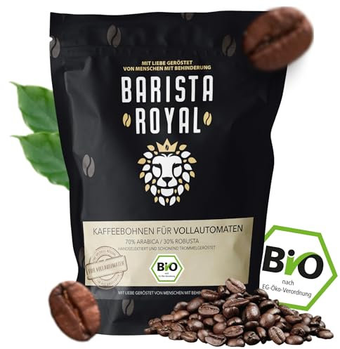 Kaffee für Vollautomat Barista Royal – 1kg Bio-Kaffeebohnen – unkomplizierter Genuss für Cafe Crema, Cappuccino und mehr – Perfekt für DeLonghi, Philips, Krups, Jura Vollautomatenkaffee