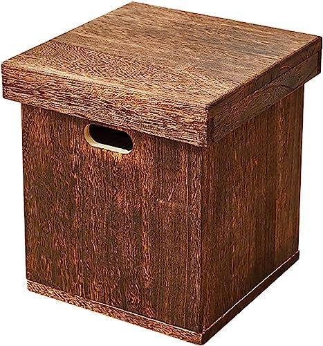 Rustikaler Aufbewahrungswürfel, Aufbewahrungskiste aus massivem Holz, Schuhwechselhocker, Premium-Holz-Multifunktionshocker mit niedriger Fußstütze für den Eingangsbereich des Wohn