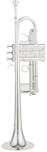 Trompete C-Trompete C-Flachmessing Versilbert Professionelle Trompeten-Musikinstrumente Mit Lederetui