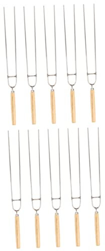 CAXUSD 10stücke Teiliges U-förmige Edelstahl Bbq Fleischgabeln Mit Scharfer Spitze Und Holzgriff Rostfrei Robust Leichte Grillspieße Für Hähnchenflügel Schaschlik Für Gasgrill Und Outdoor