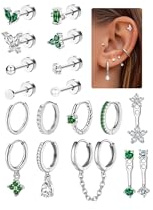 Morfetto 18Pcs Helix Piercings Chirurgenstahl für Damen - Medizinische Ohrstecker Ohrringe Hängend Gold Silber Conch Tragus Piercing Ohr Schmuck (Einzelstücke, keine Paare)