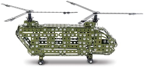 Coach House Partners Chinook Helicopter Metal Construction Set with Tools, 578 Pieces, Build Time 4 to 6 Hrs