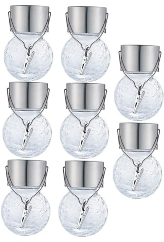 WATIIFUFU Lámpara Colgante Solar Forma de Bola Agrietada de Vidrio y Acero Inoxidable 8 Piezas Luz Blanca para Exteriores Adecuado para Decoración de Jardines Patios y Fiestas al Aire