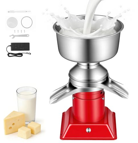 VEVOR Écrémeuse Électrique 60 L/h, Centrifugeuse à Lait 40 W 10 500 tr/min, pour Crème Écrémée Lait de Chèvre et de Vache Ferme, Séparateur Centrifuge de Crème en Acier Inoxydable, avec Bol de 4,5 L