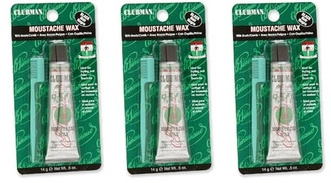 Clubman Pinaud Moustache Wax with Free Brush/Comb Applicator, Black, 0.5-Ounce by Pinaud Clubman