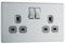 BG Electrical FBS22G Prise murale à double interrupteur Plaque plate sans vis Acier brossé Inserts gris 13 A