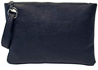 ZOONAI Oversized Clutch Bag Purse, Womens Large leather Evening Wristlet Handbag (Black)(Size: One Size)