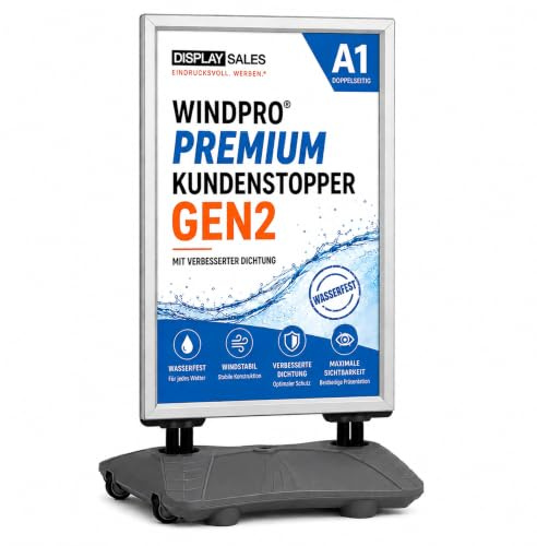 WindPro® PREMIUM | Plakataufsteller A1 wasserfest silber | GEN2