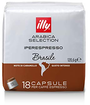 Illy Iperespresso Arabica Brazil Selection with Caramel Notes | Illy 18 Capsules for Espresso Coffee (120.6 Grams)