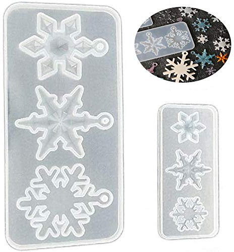 Schneeflocke Silikonform Weihnachts- Gießformen DIY Schmuck Gießformen Silikon Schneeflockenharz Formen Mold 2 Stück für Halskette Ohrringe Anhänger Hochzeit Weihnachten Requisiten Dekorationen