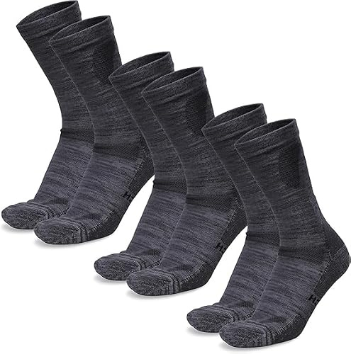 Merino.tech Calcetines Lana Merino Hombre y Mujer - Térmicos, Transpirables, Suaves para Uso Diario, Trekking y Deporte (Charcoal Pack of 3, 43-47)
