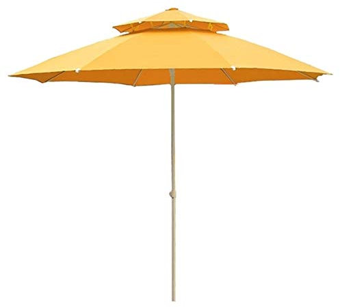 Parasol de terrasse à double toit de 2,3 m, parasol de table de marché, imperméable et réglable en hauteur pour plage/terrasse/jardin avec poteau en métal