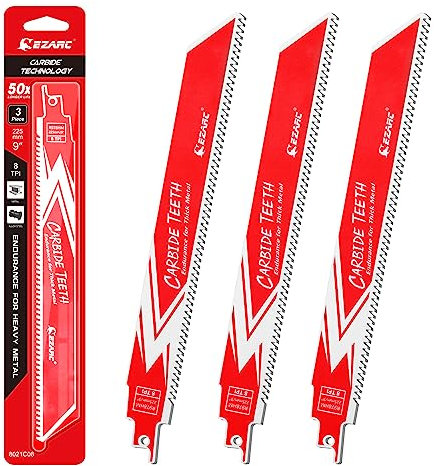 EZARC Lama per sega alternativa al carburo R978HM Endurance per metalli spessi, ghisa, acciaio legato da 9 pollici 8TPI, confezione da 3