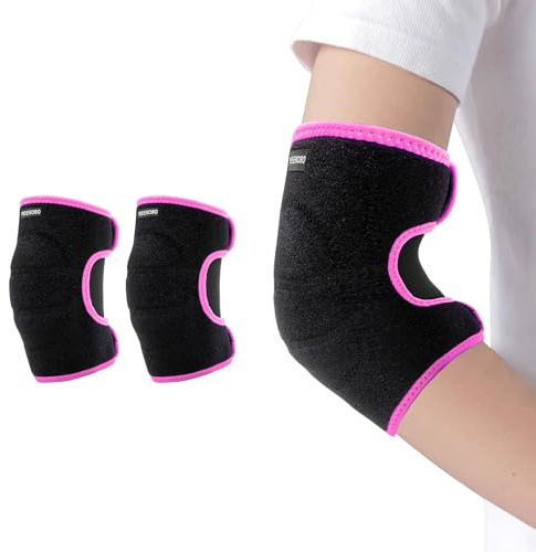 YEEKORO Kids Elbow Brace Arm Sleeve, Adjustable Sport Elbow Protector Breathable Elbow Sleeve with Double Magic Stick Compression Elbow Sleeve Elbow Support for Tennis Football Cycling Golf Basketball