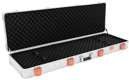 ALUBOX Gewehrkoffer RG011 - Außenmaße 135 x 43 x 15cm - Langwaffen Hartschalenkoffer 4 Schnallen 4 Schlösser - Alu Riffelblech 1,5mm wasserabweisend innen gepolstert