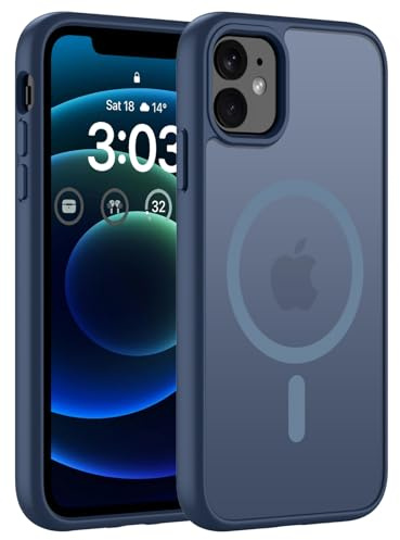 ORDA Magnetische für iPhone 12 / iPhone 12 Pro Hülle, Blau | Kompatibel mit für MagSafe, Durchscheinend Rückseite, Matt Handyhülle, Stoßfest Kratzfeste Schutzhülle