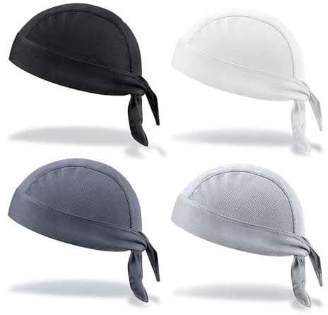 UILYNIU 4 Stücke Sommer Kopftücher Fahrrad Mütze Kopftuch，Bandana Cap Unterm Radhelm,schnelltrocknende Sport Hauben für den Außenbereich,geeignet zum Joggen, Wandern, Radfahren (4 Stücke)