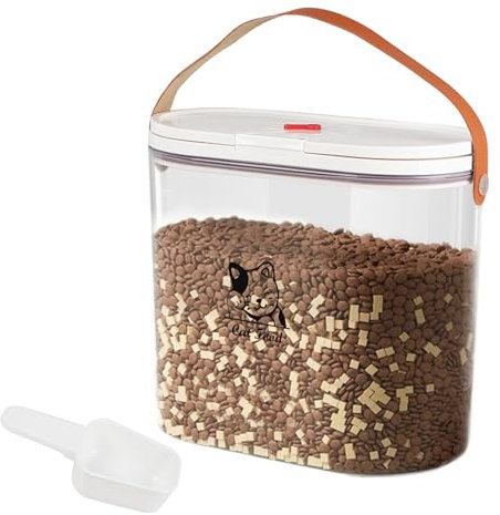 Ctomche Cat Food Storage Containers,Airtight Pet Food Container with Lid and Scoop,Pet Dry Food Cat Biscuit Storage with Portable Handle,Cat Food Dispenser Clear Cat Food Box,BPA Free Plastic