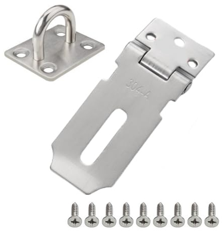 HRLORK Door Padlock Hasp Stainless Steel Clasp with Screws Staple Shed Lock Latch Heavy Duty Gate Lock for Outdoor Garden Door