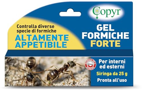 Copyr Gel Formiche Forte - Siringa Insetticida Antiformiche Pronta all'Uso, contro Formica Comune e Tropicale - 25g x 1 Pz, Esca Ideale per Ambienti Interni e Intorno ad Edifici, Giardino e Terrazza