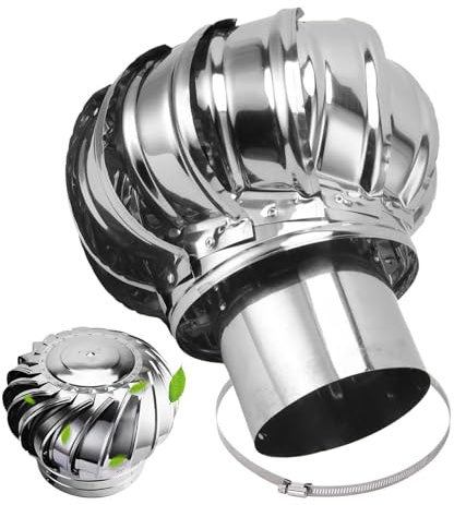 3/4.3/6/6.3/8/10 in Rotating Chimney Cowl Cap, 304 Stainless Steel Chimney Spinner Vent Cap, Fireplace Chimney Caps for Outside, Round Roof Pipe Rain Cover(110 mm/4.3 in)
