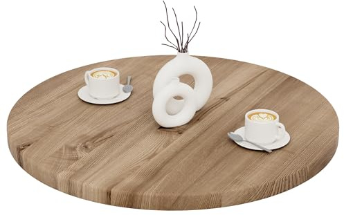 LAMO Manufaktur Tischplatte rund 80 cm aus Naturholz | Holzplatte für Esstisch, Küchentisch, Bistrotisch, Bartisch | Stärke: 40 mm | Farbe: Nussbaum