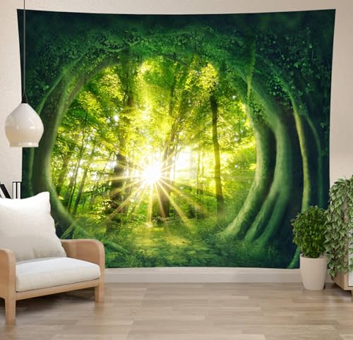 Hoisy Sonne Wandteppich Natur xxl Wandteppich 240 x 220 Groß Wald Schlafzimmer Wohnzimmer