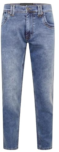 Mens Jeans Regular Fit Classic 5-Pocket Comfortable Mid Rise Denim Trousers for Men UK, Light Wash Colour, Size- 42W / 30L