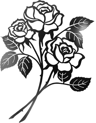 Tivleed Metal Wall Art for Living Room Wall-Mounted Decoration for Living Room Bedroom Outdoor Garden Garden Wall Art Outdoor Hanging Ornaments Home Mural Decor(Rose, Black, 25CM/9.84IN*19CM/7.48IN)