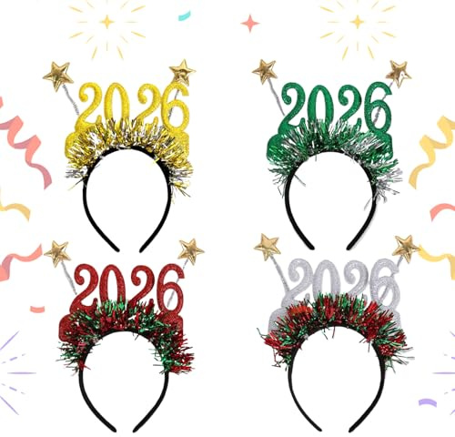 Jul Hårband 4 Stycken Huvudprydnad 2026 | Festival Huvudprydnad Tillbehör Avsedd För Vinter Outfit Fotografering Rekvisita Halloween Helg Fest Cosplay Kvinnor Och