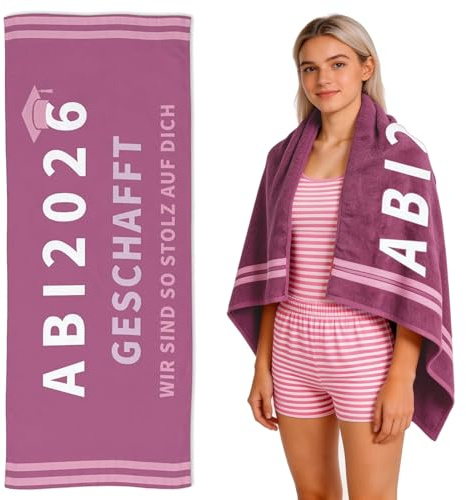 Scinzene Telo mare in microfibra ABI 2026, cappello da dottore, regalo di liceo, morbido telo da bagno come regalo di addio al nubilato, ideale come regalo di laurea, colore viola, 80 x 160 cm