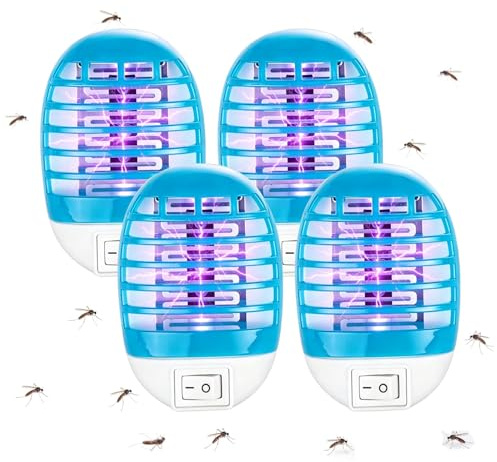 Mückenstecker, Elektrisch Mückenfalle Insektenvernichter mit UV-Licht, Mückenlampe für Mücken Fliegen Motten, Anti Mücken Stecker für Küche Schlafzimmer, 4 Stück