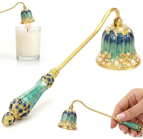 Ghshanog Candle Snuffer,Safe Candle Extinguisher with Long Handle,Decorative Wick Flame Snuffer,Elegant Metal Candles Stopper for Putting Out Extinguish Candles Wick Flame Safely