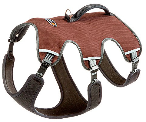 Ferplast verstellbares Hundegeschirr L Brustumfang 70-80 cm Braun | Gepolstertes reflektierendes Hundegeschirr für Komfort, Kontrolle und Sicherheit beim Spazieren, Wandern und Trekking