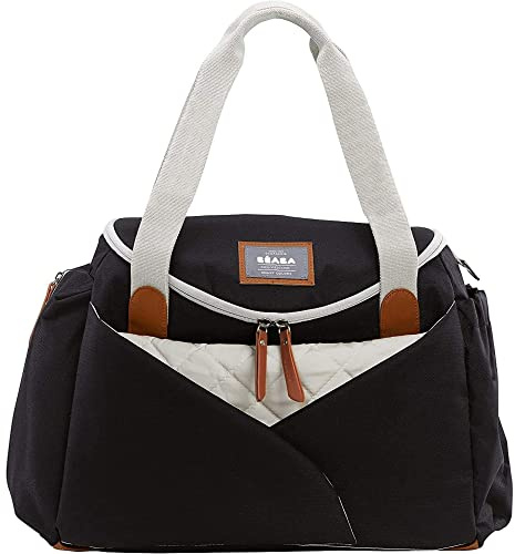 BÉABA, Sac à Langer Sydney II, Modulable, Grande contenance, Rangements multiples, Grand espace à langer cocoon, Pochette repas isotherme, Système attache poussettes, Anses transport, Noir