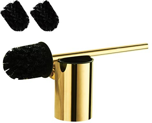 bgl Escobilla de Inodoro Dorada montada en la Pared, Soporte Redondo de Acero Inoxidable para baño (Dorado)