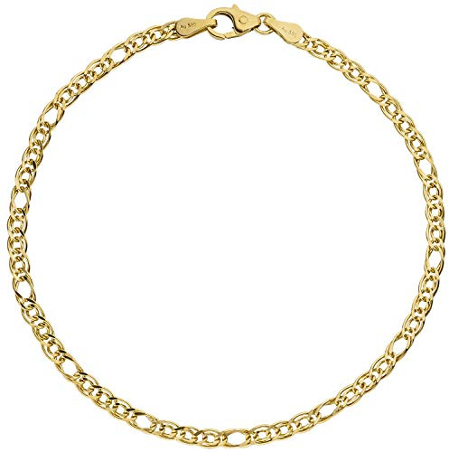 Jobo Damen Herren Zwillings-Panzer-Armband aus 14 Karat 585 Gold 3 mm 19 cm