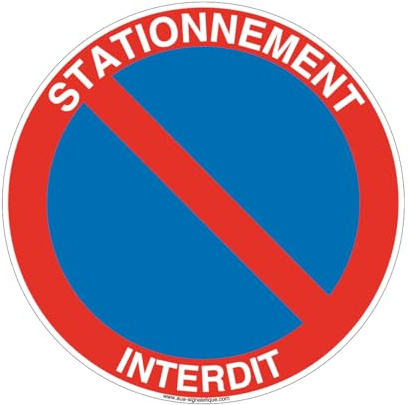 AUA SIGNALETIQUE - Panneau Stationnement interdit 02 - Ø 200 mm, Vinyl adhésif