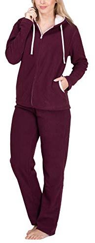 SLOUCHER - Tuta in Pile da Casa e per Tempo Libero da Donna, Colore: Bordeaux, Taglia: 60-62