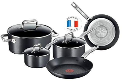 Tefal C55654 PROGRADE Lot de 8 poêles à induction UVP 299€ pour tous feux 26 cm + 30 cm, casserole 24 cm, casserole 20 cm + 18 cm, passe au lave-vaisselle