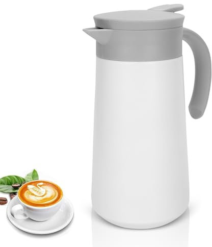 Insulated Jug Thermal Carafe 800ml 28Oz Thermal Coffee Carafe with Press Button Top Double Walled Vacuum Insulated Coffee Jug Stainless Steel Hot Cold Pitcher for Water Drink Beverage