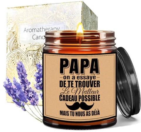 Candela Profumata Candela per Aromaterapia Naturale alla Lavanda con Regalo di Cera di Soia Papà Uomo Compleanno Benedizione, Purificazione, Relax, Meditazione 220g