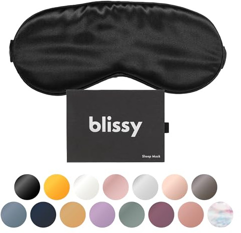 Blissy Silk Sleep Mask - Eye Sleeping Mask for Women & Men for Total Blackout - 100% Pure Mulberry Silk, 22 Momme 6a Fibers - Blindfold Sleep Mask Side Sleeper Eye Cover (Non Adjustable)