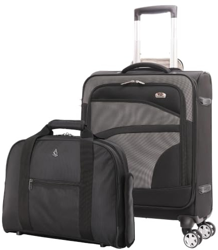 Aerolite Expandable 55x40x20cm to 55x40x23cm Ryanair Priority Max Super Cabin Lightweight 2 Piece Carry On Hand Cabin Luggage Set Bundle 55x40x20cm Suitcase + 40x30x20cm Holdall