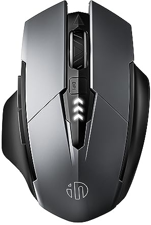 INPHIC Bluetooth Mouse, Multi-Device Silent Bluetooth Wireless Mouse (Tri-Mode: BT 5.0/4.0+2.4G), 2400DPI Portable Rechargeable Mouse for Laptop PC Computer Mac, Gray