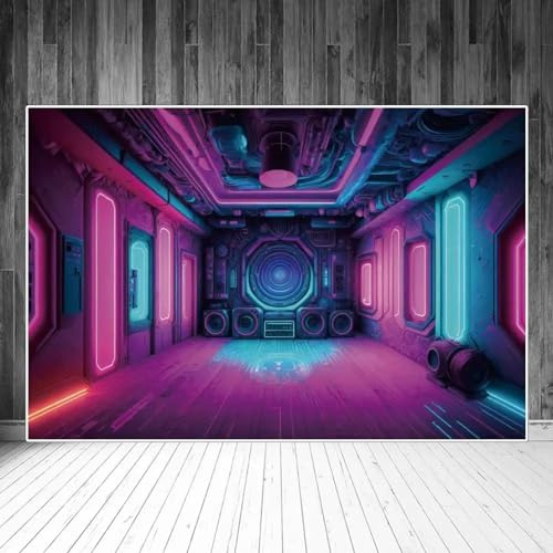 Neonljus rum interiör fotografi bakgrund dekoration fantasi musik akustisk vägg personlig baby fotobås bakgrunder 300 x 200 cm